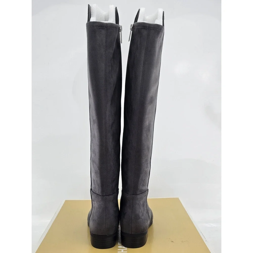 Michael Michael Kors Bromley Flat Boot Womens 5.5 Charcoal Stretch Faux Lthr NEW